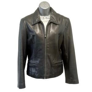 'Katiana Couture' Soft Luxurious Black Leather Jacket Italy Design, Medium